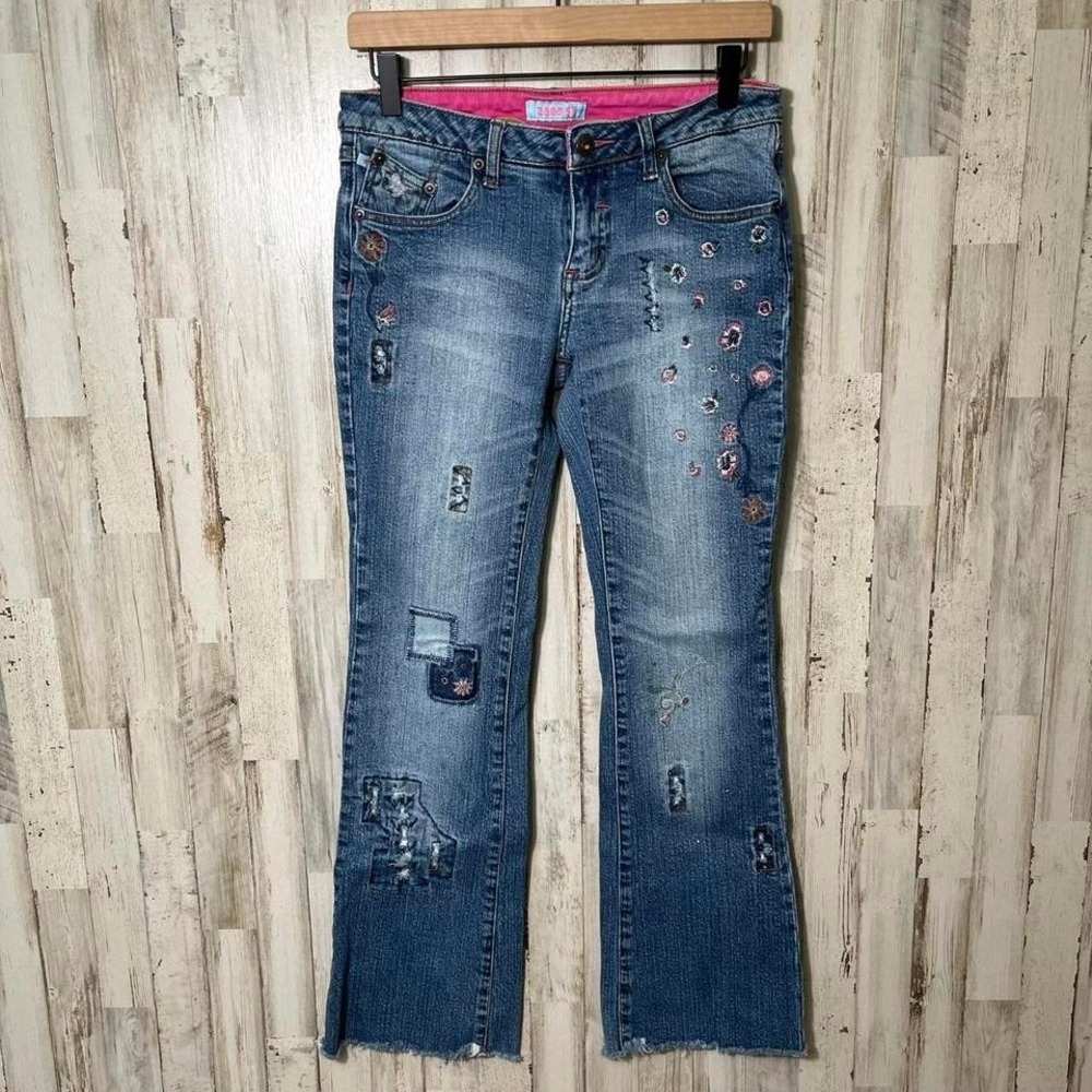 Zana Di Vintage Y2K Floral Patchwork Low‎ Rise Flare Jeans Womens Size 7/30